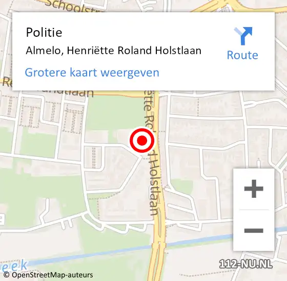 Locatie op kaart van de 112 melding: Politie Almelo, Henriëtte Roland Holstlaan op 7 april 2024 09:52