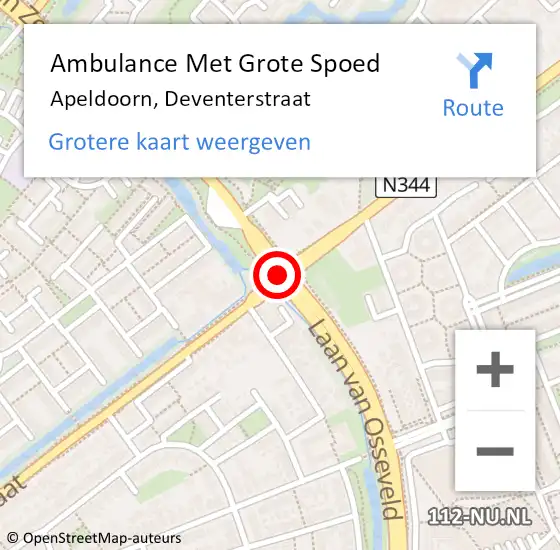 Locatie op kaart van de 112 melding: Ambulance Met Grote Spoed Naar Apeldoorn, Deventerstraat op 1 oktober 2014 16:35