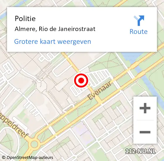 Locatie op kaart van de 112 melding: Politie Almere, Rio de Janeirostraat op 7 april 2024 10:26