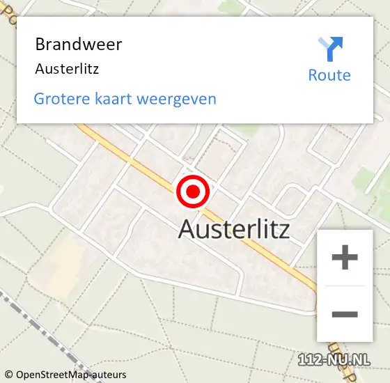 Locatie op kaart van de 112 melding: Brandweer Austerlitz op 7 april 2024 10:50