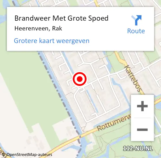 Locatie op kaart van de 112 melding: Brandweer Met Grote Spoed Naar Heerenveen, Rak op 7 april 2024 12:03