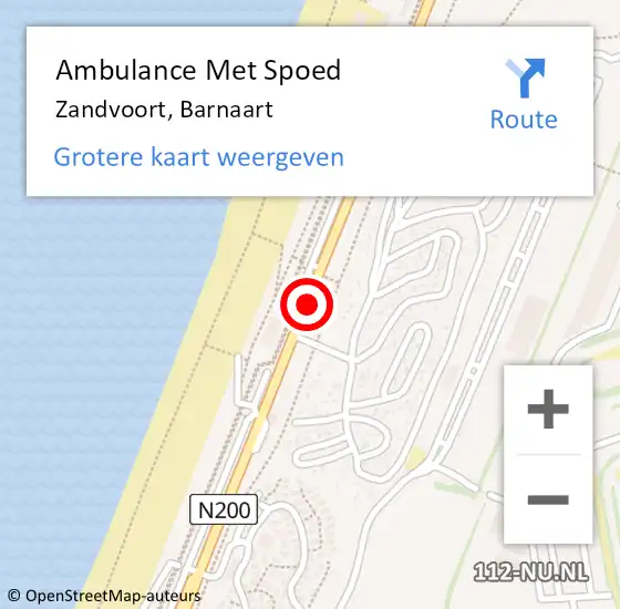 Locatie op kaart van de 112 melding: Ambulance Met Spoed Naar Zandvoort, Barnaart op 1 oktober 2014 16:48