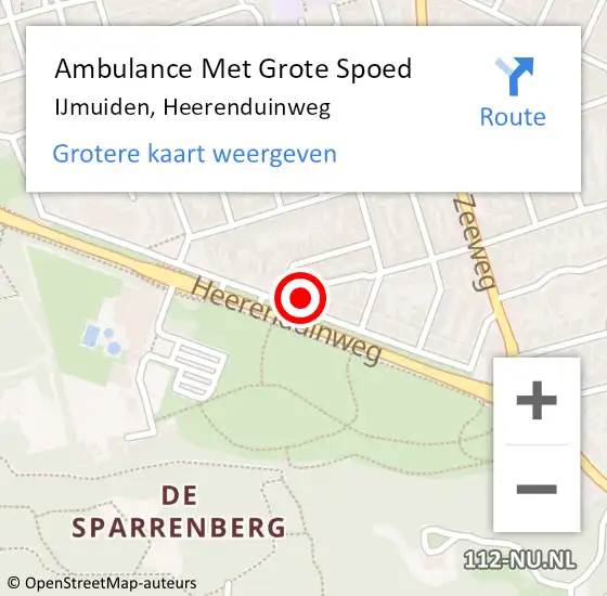 Locatie op kaart van de 112 melding: Ambulance Met Grote Spoed Naar IJmuiden, Heerenduinweg op 7 april 2024 12:27