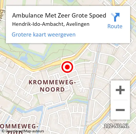 Locatie op kaart van de 112 melding: Ambulance Met Zeer Grote Spoed Naar Hendrik-Ido-Ambacht, Avelingen op 7 april 2024 12:30