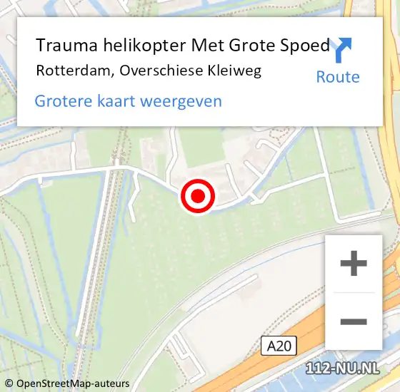 Locatie op kaart van de 112 melding: Trauma helikopter Met Grote Spoed Naar Rotterdam, Overschiese Kleiweg op 7 april 2024 12:56