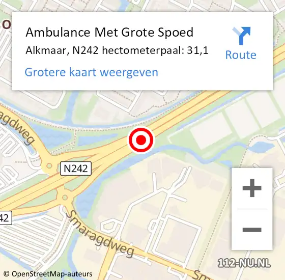 Locatie op kaart van de 112 melding: Ambulance Met Grote Spoed Naar Alkmaar, N242 hectometerpaal: 31,1 op 7 april 2024 13:53