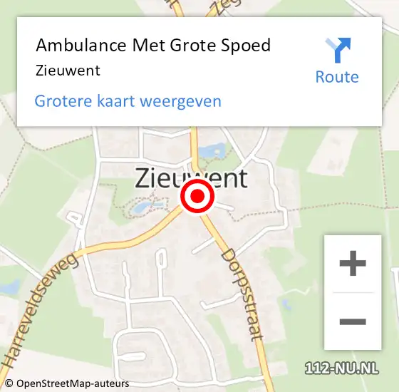 Locatie op kaart van de 112 melding: Ambulance Met Grote Spoed Naar Zieuwent op 7 april 2024 14:10