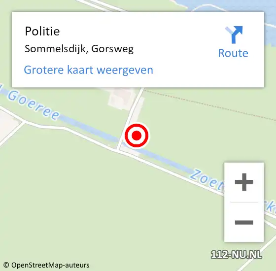 Locatie op kaart van de 112 melding: Politie Sommelsdijk, Gorsweg op 7 april 2024 14:24