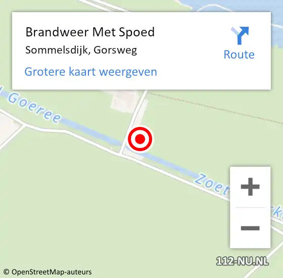 Locatie op kaart van de 112 melding: Brandweer Met Spoed Naar Sommelsdijk, Gorsweg op 7 april 2024 14:27