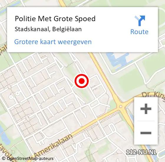 Locatie op kaart van de 112 melding: Politie Met Grote Spoed Naar Stadskanaal, Belgiëlaan op 7 april 2024 14:31