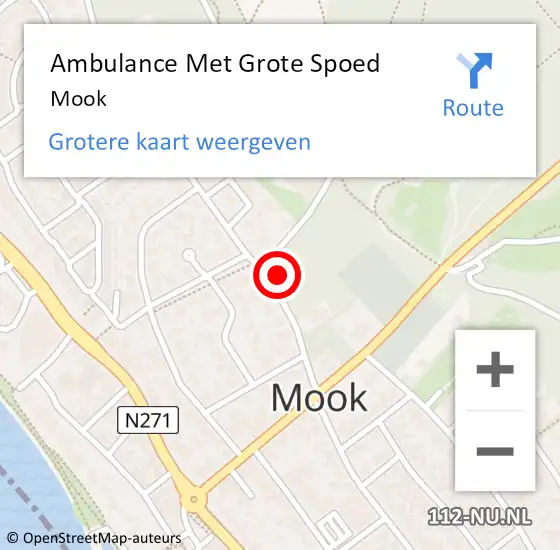 Locatie op kaart van de 112 melding: Ambulance Met Grote Spoed Naar Mook op 7 april 2024 14:40