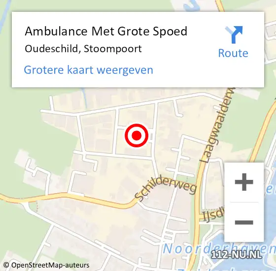 Locatie op kaart van de 112 melding: Ambulance Met Grote Spoed Naar Oudeschild, Stoompoort op 7 april 2024 14:41