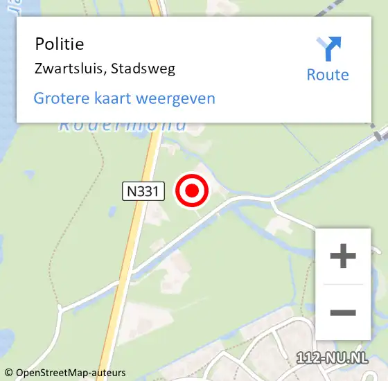 Locatie op kaart van de 112 melding: Politie Zwartsluis, Stadsweg op 7 april 2024 14:51