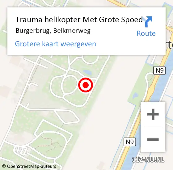 Locatie op kaart van de 112 melding: Trauma helikopter Met Grote Spoed Naar Burgerbrug, Belkmerweg op 7 april 2024 14:55