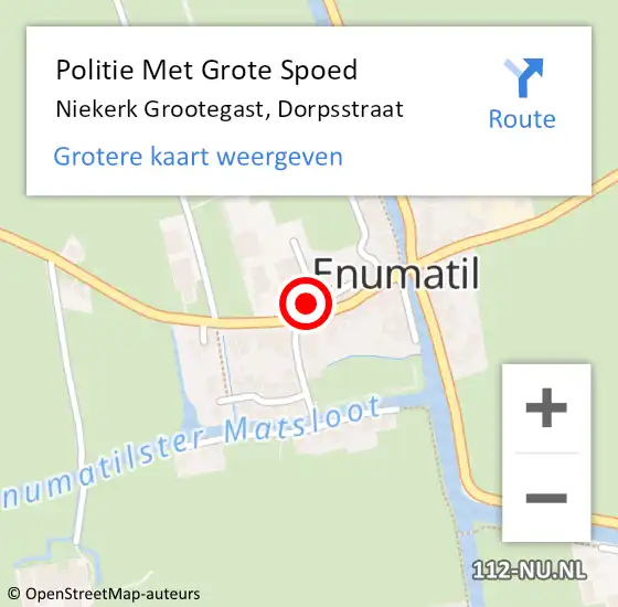 Locatie op kaart van de 112 melding: Politie Met Grote Spoed Naar Niekerk Grootegast, Dorpsstraat op 7 april 2024 15:09