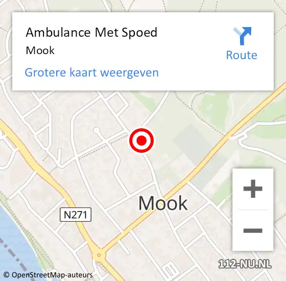 Locatie op kaart van de 112 melding: Ambulance Met Spoed Naar Mook op 7 april 2024 15:22