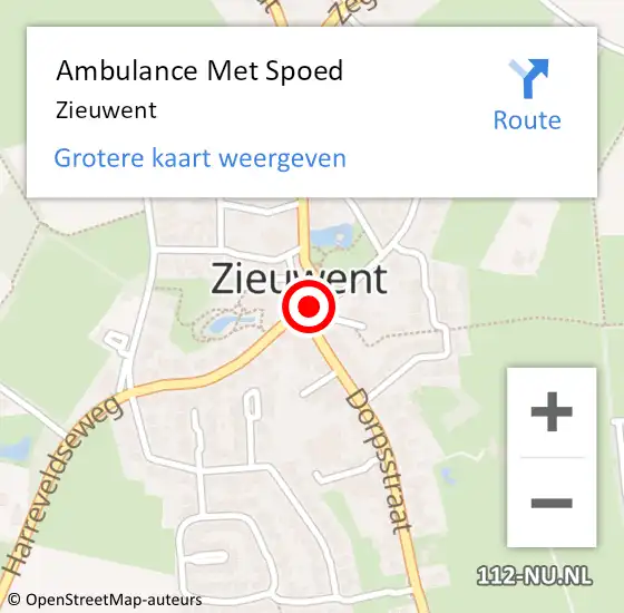 Locatie op kaart van de 112 melding: Ambulance Met Spoed Naar Zieuwent op 7 april 2024 15:57