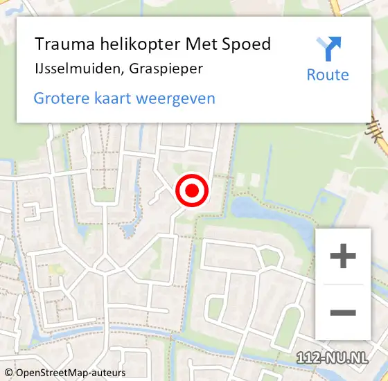 Locatie op kaart van de 112 melding: Trauma helikopter Met Spoed Naar IJsselmuiden, Graspieper op 7 april 2024 16:17