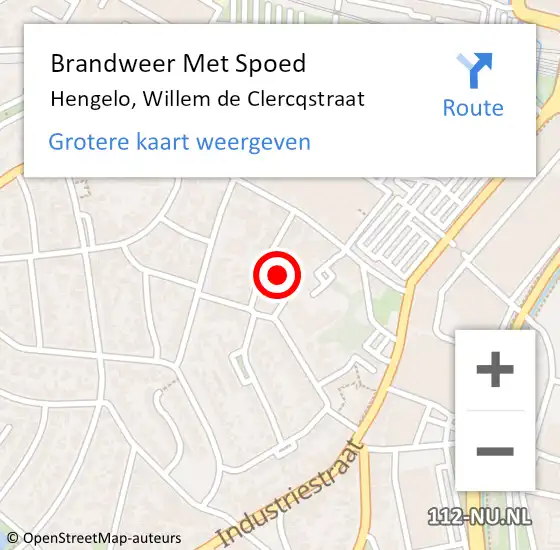 Locatie op kaart van de 112 melding: Brandweer Met Spoed Naar Hengelo, Willem de Clercqstraat op 7 april 2024 16:21