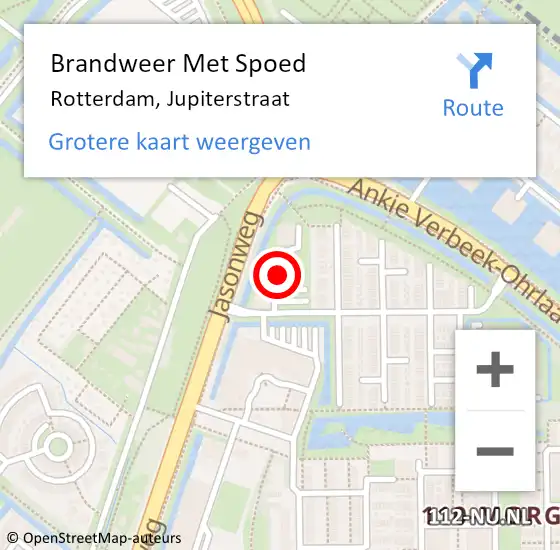 Locatie op kaart van de 112 melding: Brandweer Met Spoed Naar Rotterdam, Jupiterstraat op 7 april 2024 16:56