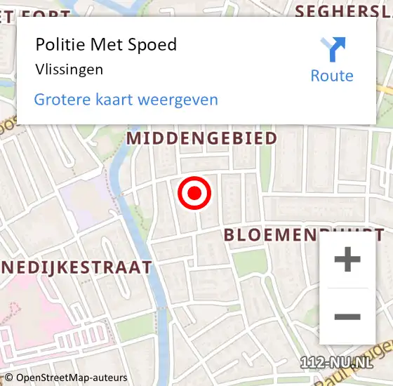 Locatie op kaart van de 112 melding: Politie Met Spoed Naar Vlissingen op 7 april 2024 17:17
