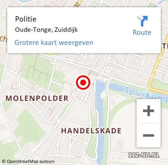 Locatie op kaart van de 112 melding: Politie Oude-Tonge, Zuiddijk op 7 april 2024 17:28