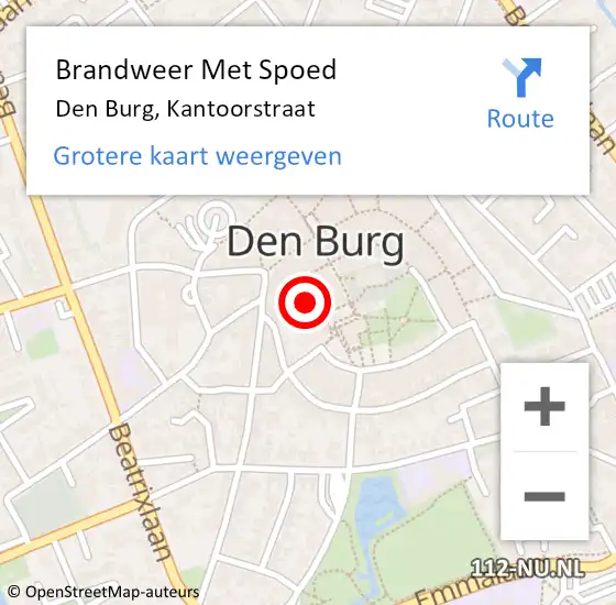 Locatie op kaart van de 112 melding: Brandweer Met Spoed Naar Den Burg, Kantoorstraat op 7 april 2024 17:56