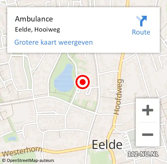 Locatie op kaart van de 112 melding: Ambulance Eelde, Hooiweg op 7 april 2024 17:56