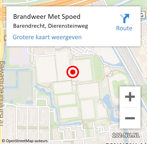 Locatie op kaart van de 112 melding: Brandweer Met Spoed Naar Barendrecht, Dierensteinweg op 7 april 2024 17:58