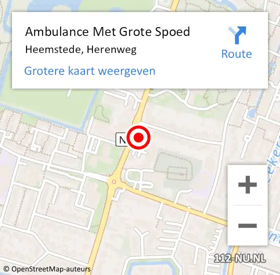 Locatie op kaart van de 112 melding: Ambulance Met Grote Spoed Naar Heemstede, Herenweg op 7 april 2024 17:59