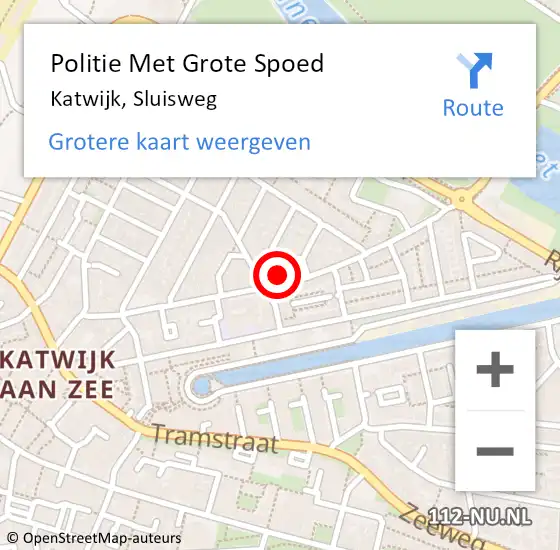 Locatie op kaart van de 112 melding: Politie Met Grote Spoed Naar Katwijk, Sluisweg op 7 april 2024 18:12