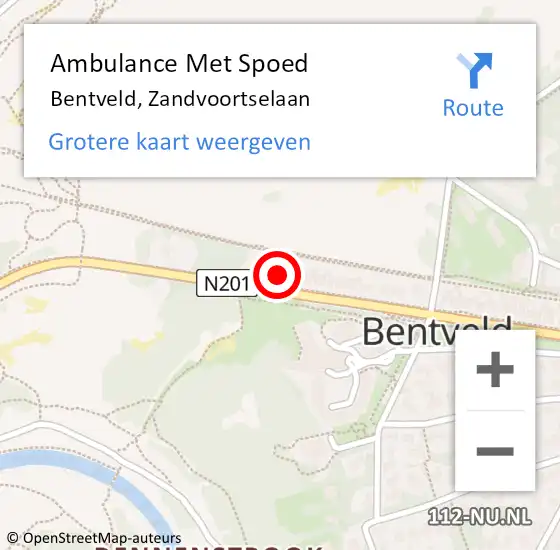 Locatie op kaart van de 112 melding: Ambulance Met Spoed Naar Bentveld, Zandvoortselaan op 7 april 2024 19:07