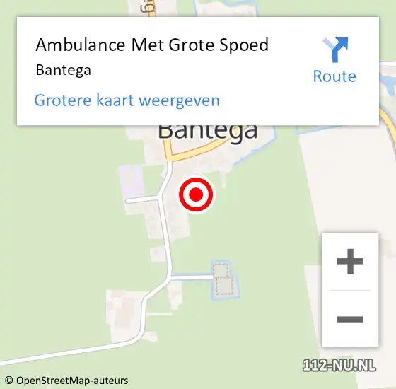 Locatie op kaart van de 112 melding: Ambulance Met Grote Spoed Naar Bantega op 7 april 2024 19:14