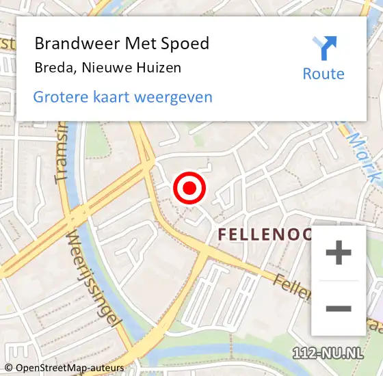 Locatie op kaart van de 112 melding: Brandweer Met Spoed Naar Breda, Nieuwe Huizen op 7 april 2024 19:16