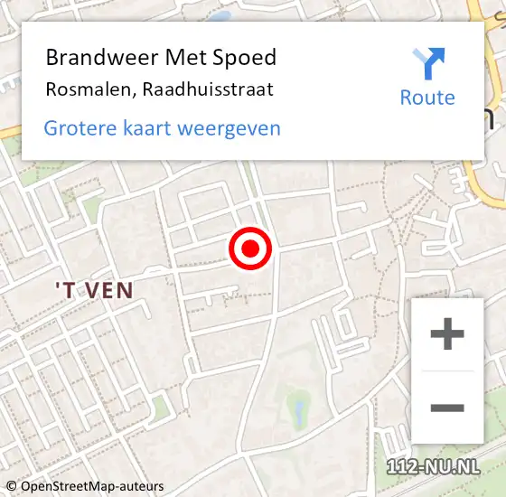 Locatie op kaart van de 112 melding: Brandweer Met Spoed Naar Rosmalen, Raadhuisstraat op 7 april 2024 19:46