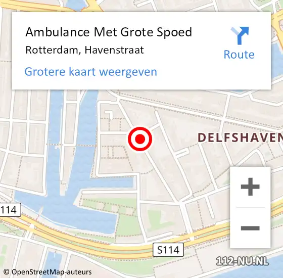 Locatie op kaart van de 112 melding: Ambulance Met Grote Spoed Naar Rotterdam, Havenstraat op 7 april 2024 20:35
