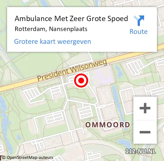 Locatie op kaart van de 112 melding: Ambulance Met Zeer Grote Spoed Naar Rotterdam, Nansenplaats op 7 april 2024 20:44