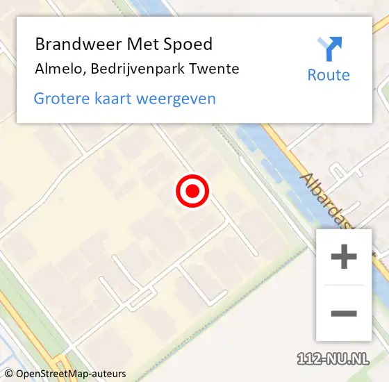 Locatie op kaart van de 112 melding: Brandweer Met Spoed Naar Almelo, Bedrijvenpark Twente op 7 april 2024 21:09