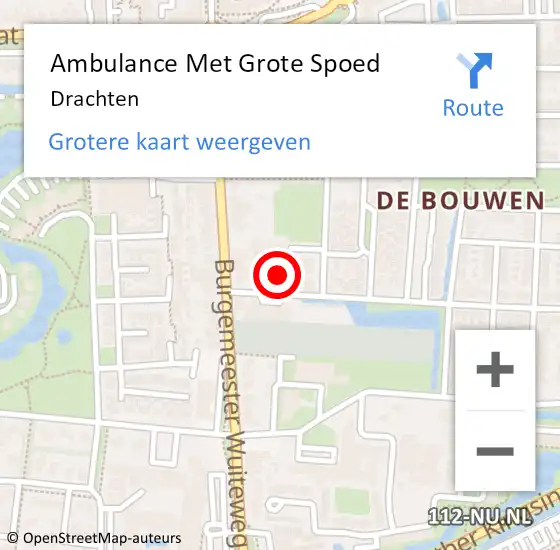 Locatie op kaart van de 112 melding: Ambulance Met Grote Spoed Naar Drachten op 7 april 2024 21:17