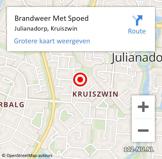 Locatie op kaart van de 112 melding: Brandweer Met Spoed Naar Julianadorp, Kruiszwin op 7 april 2024 21:38