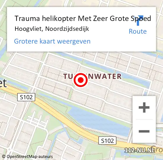 Locatie op kaart van de 112 melding: Trauma helikopter Met Zeer Grote Spoed Naar Hoogvliet, Noordzijdsedijk op 7 april 2024 21:54