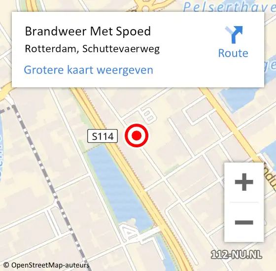 Locatie op kaart van de 112 melding: Brandweer Met Spoed Naar Rotterdam, Schuttevaerweg op 7 april 2024 21:59