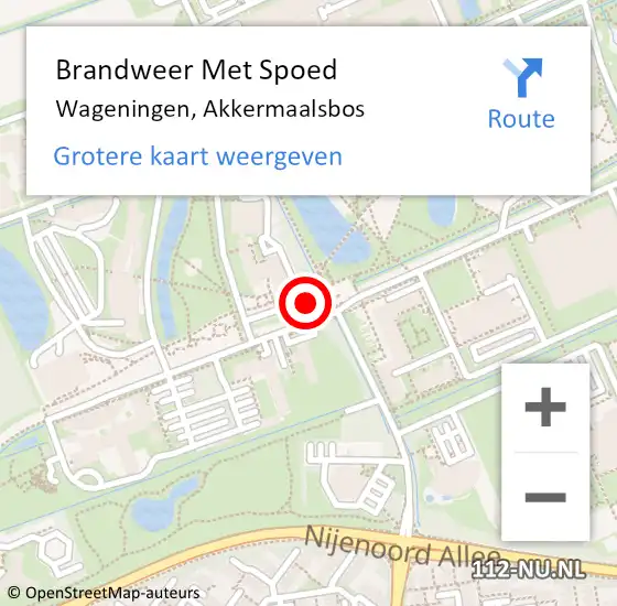 Locatie op kaart van de 112 melding: Brandweer Met Spoed Naar Wageningen, Akkermaalsbos op 7 april 2024 22:15