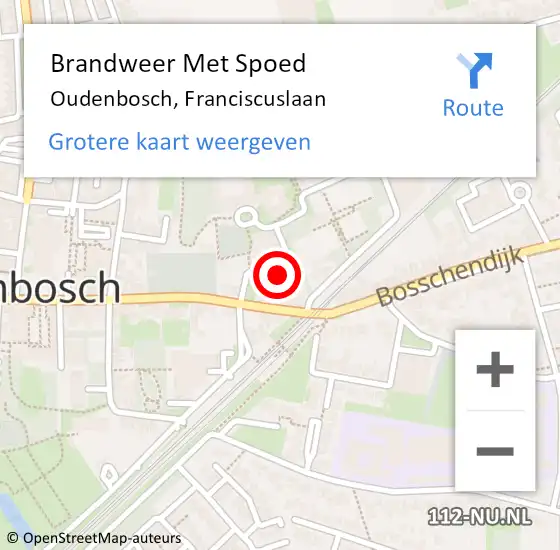 Locatie op kaart van de 112 melding: Brandweer Met Spoed Naar Oudenbosch, Franciscuslaan op 7 april 2024 22:33