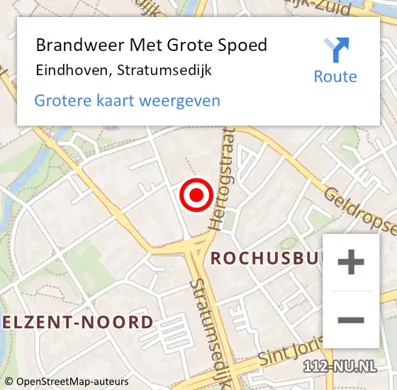 Locatie op kaart van de 112 melding: Brandweer Met Grote Spoed Naar Eindhoven, Stratumsedijk op 7 april 2024 22:54