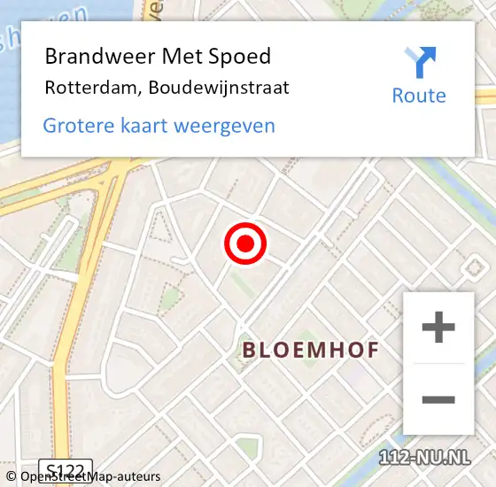 Locatie op kaart van de 112 melding: Brandweer Met Spoed Naar Rotterdam, Boudewijnstraat op 7 april 2024 22:56