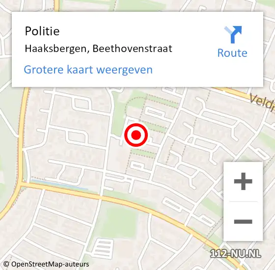 Locatie op kaart van de 112 melding: Politie Haaksbergen, Beethovenstraat op 7 april 2024 23:15