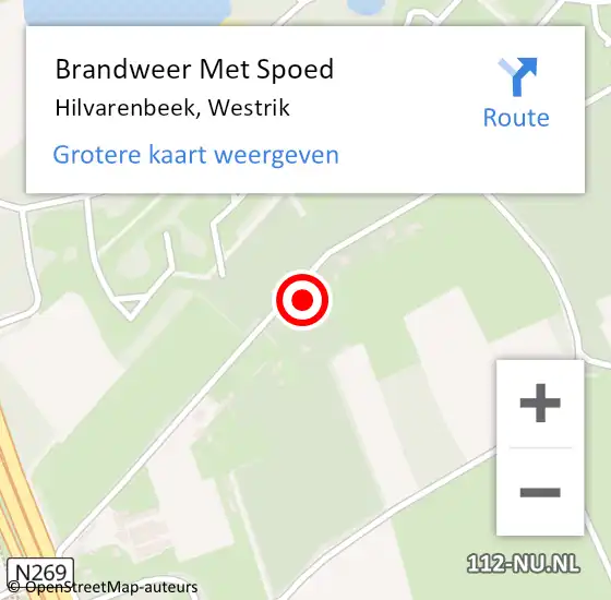 Locatie op kaart van de 112 melding: Brandweer Met Spoed Naar Hilvarenbeek, Westrik op 7 april 2024 23:30
