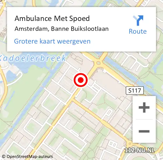Locatie op kaart van de 112 melding: Ambulance Met Spoed Naar Amsterdam, Banne Buikslootlaan op 7 april 2024 23:54