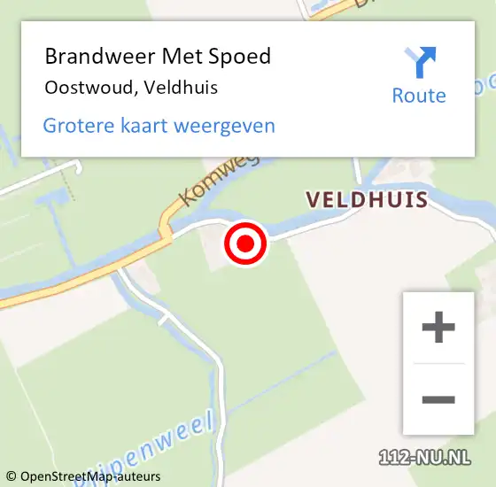 Locatie op kaart van de 112 melding: Brandweer Met Spoed Naar Oostwoud, Veldhuis op 7 april 2024 23:55